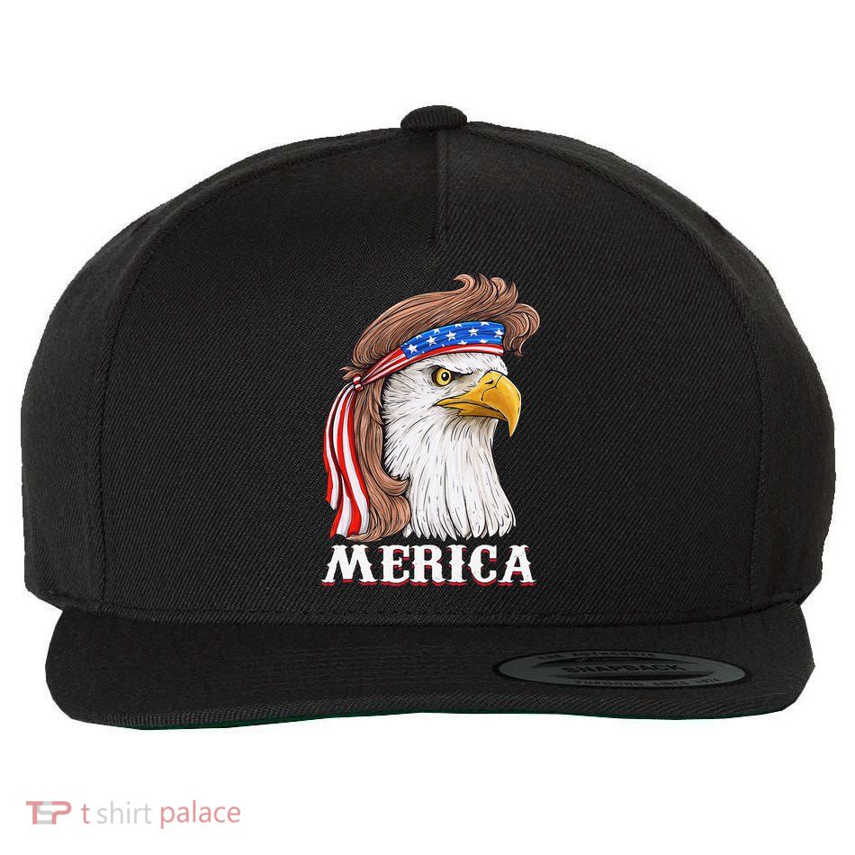 Eagle Mullet 4th Of July USA American Flag Merica Wool Snapback Cap