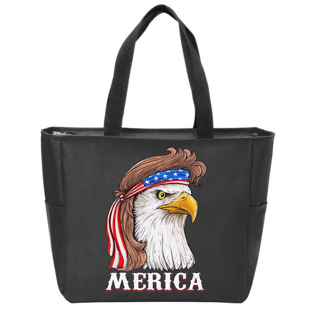Eagle Mullet 4th Of July USA American Flag Merica Zip Tote Bag