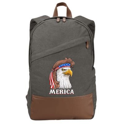 Eagle Mullet 4th Of July USA American Flag Merica Cotton Canvas Backpack