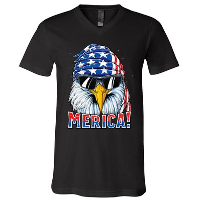 Eagle Merica 4th Of July Merica American V-Neck T-Shirt