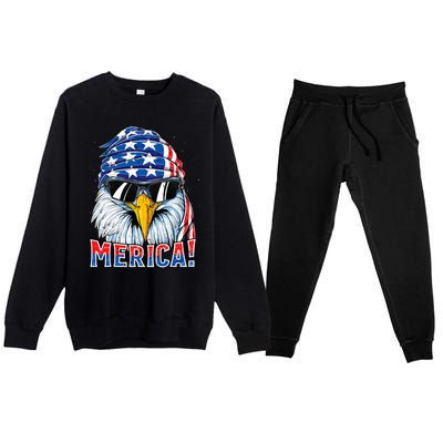 Eagle Merica 4th Of July Merica American Premium Crewneck Sweatsuit Set