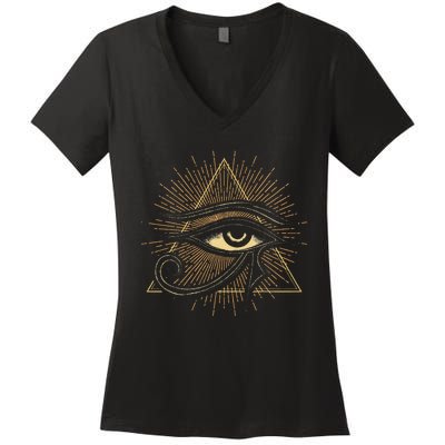 Egyptian Mythology Ancient Egypt Deity Eye Of Horus Women's V-Neck T-Shirt