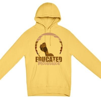 Educated Melanated Afro Melanin Sunset Black History Cool Gift Premium Pullover Hoodie