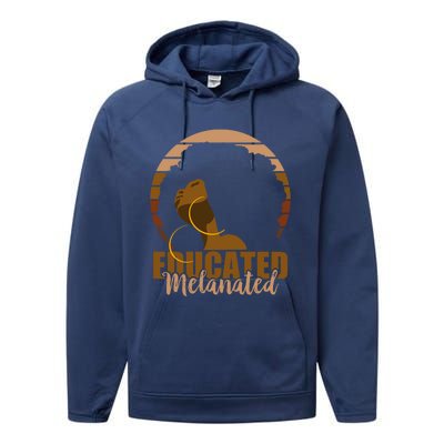 Educated Melanated Afro Melanin Sunset Black History Cool Gift Performance Fleece Hoodie