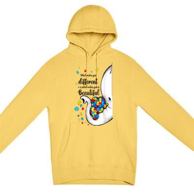 Elephant Mom Autism Awareness Colorful Puzzle Pieces Gift Premium Pullover Hoodie