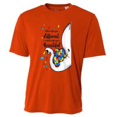 Elephant Mom Autism Awareness Colorful Puzzle Pieces Gift Cooling Performance Crew T-Shirt