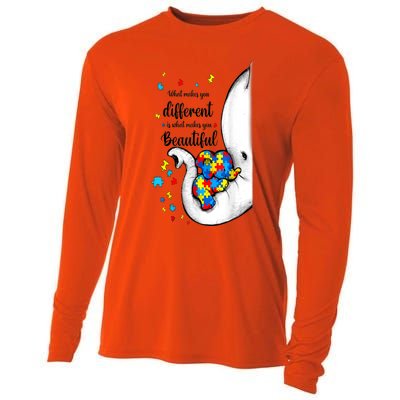 Elephant Mom Autism Awareness Colorful Puzzle Pieces Gift Cooling Performance Long Sleeve Crew