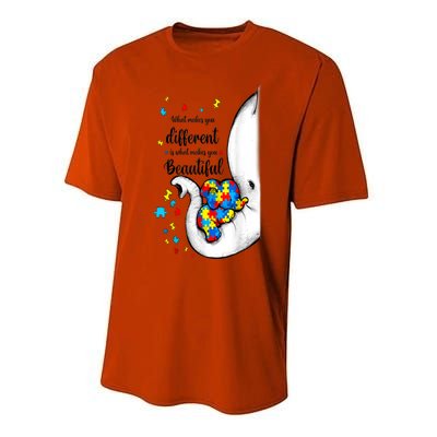 Elephant Mom Autism Awareness Colorful Puzzle Pieces Gift Performance Sprint T-Shirt