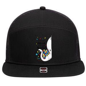 Elephant Mom Autism Awareness Colorful Puzzle Pieces Gift 7 Panel Mesh Trucker Snapback Hat