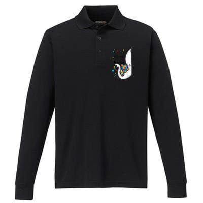 Elephant Mom Autism Awareness Colorful Puzzle Pieces Gift Performance Long Sleeve Polo