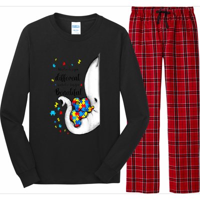 Elephant Mom Autism Awareness Colorful Puzzle Pieces Gift Long Sleeve Pajama Set