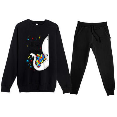 Elephant Mom Autism Awareness Colorful Puzzle Pieces Gift Premium Crewneck Sweatsuit Set