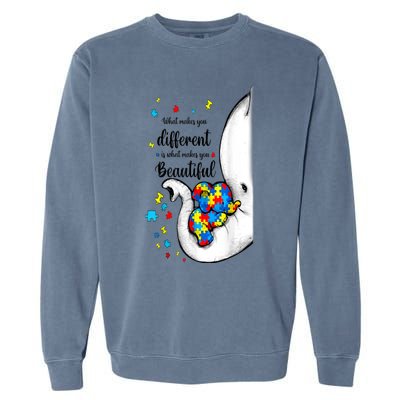 Elephant Mom Autism Awareness Colorful Puzzle Pieces Gift Garment-Dyed Sweatshirt