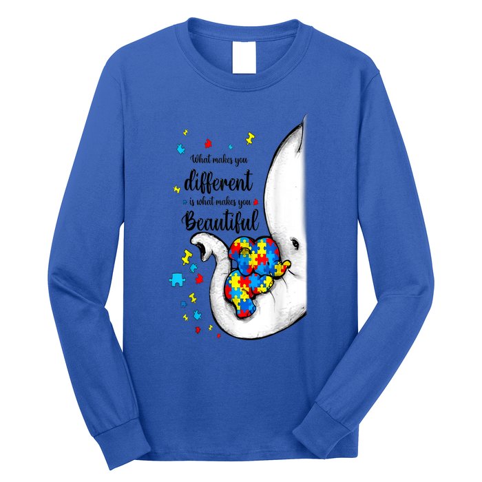 Elephant Mom Autism Awareness Colorful Puzzle Pieces Gift Long Sleeve Shirt