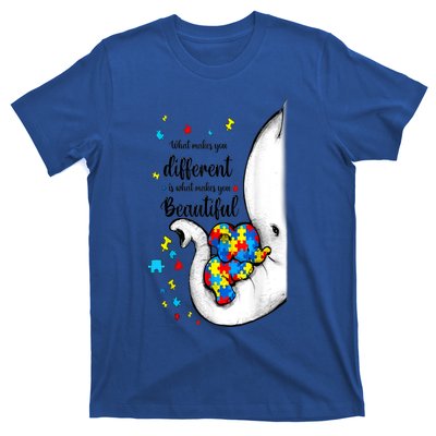 Elephant Mom Autism Awareness Colorful Puzzle Pieces Gift T-Shirt