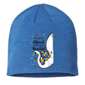 Elephant Mom Autism Awareness Colorful Puzzle Pieces Gift Sustainable Beanie