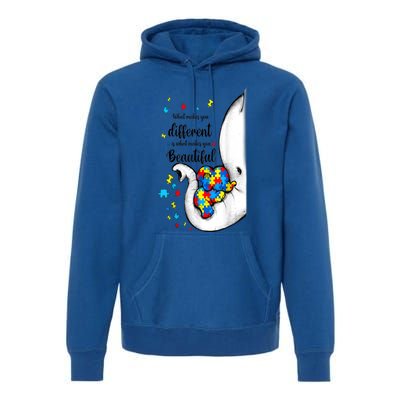 Elephant Mom Autism Awareness Colorful Puzzle Pieces Gift Premium Hoodie