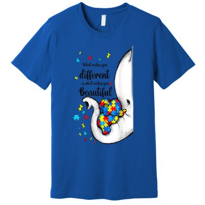 Elephant Mom Autism Awareness Colorful Puzzle Pieces Gift Premium T-Shirt