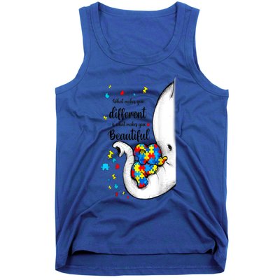 Elephant Mom Autism Awareness Colorful Puzzle Pieces Gift Tank Top