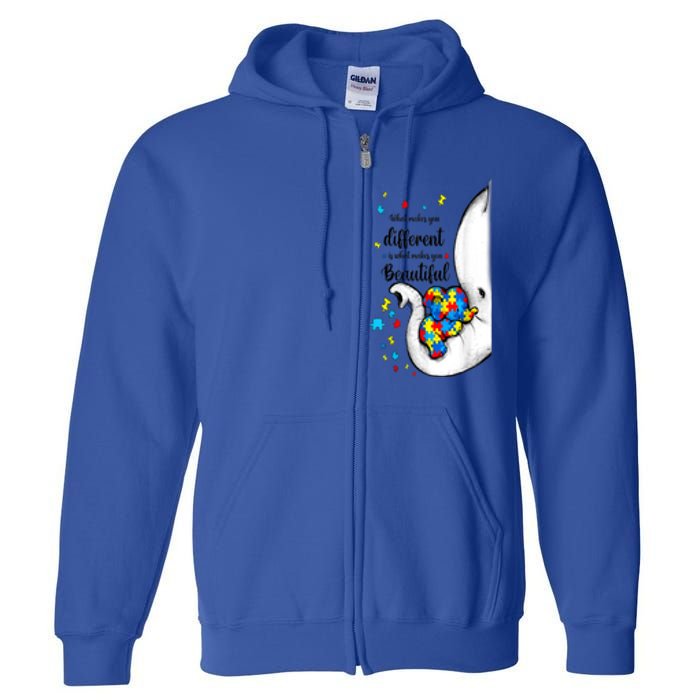 Elephant Mom Autism Awareness Colorful Puzzle Pieces Gift Full Zip Hoodie