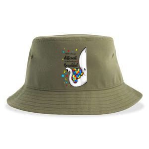 Elephant Mom Autism Awareness Colorful Puzzle Pieces Gift Sustainable Bucket Hat