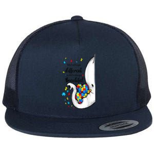 Elephant Mom Autism Awareness Colorful Puzzle Pieces Gift Flat Bill Trucker Hat