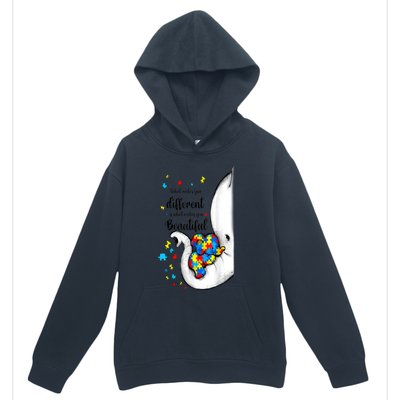 Elephant Mom Autism Awareness Colorful Puzzle Pieces Gift Urban Pullover Hoodie