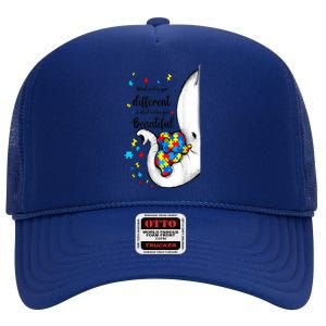 Elephant Mom Autism Awareness Colorful Puzzle Pieces Gift High Crown Mesh Back Trucker Hat