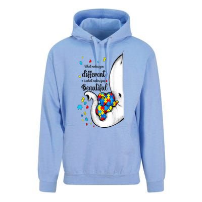 Elephant Mom Autism Awareness Colorful Puzzle Pieces Gift Unisex Surf Hoodie