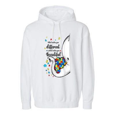 Elephant Mom Autism Awareness Colorful Puzzle Pieces Gift Garment-Dyed Fleece Hoodie