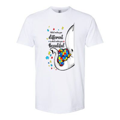 Elephant Mom Autism Awareness Colorful Puzzle Pieces Gift Softstyle CVC T-Shirt