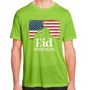 Eid Mubarak American Flag Eid Al Fitr Islamic Holiday Gift Adult ChromaSoft Performance T-Shirt