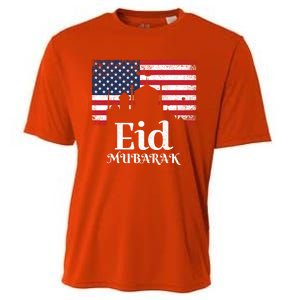 Eid Mubarak American Flag Eid Al Fitr Islamic Holiday Gift Cooling Performance Crew T-Shirt