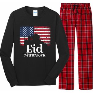 Eid Mubarak American Flag Eid Al Fitr Islamic Holiday Gift Long Sleeve Pajama Set