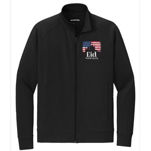 Eid Mubarak American Flag Eid Al Fitr Islamic Holiday Gift Stretch Full-Zip Cadet Jacket