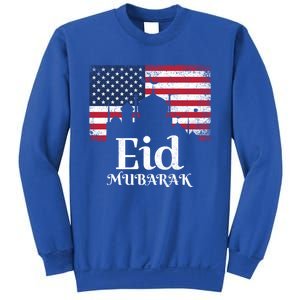 Eid Mubarak American Flag Eid Al Fitr Islamic Holiday Gift Sweatshirt