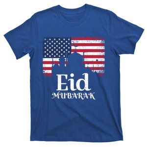 Eid Mubarak American Flag Eid Al Fitr Islamic Holiday Gift T-Shirt