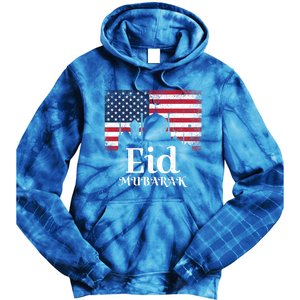 Eid Mubarak American Flag Eid Al Fitr Islamic Holiday Gift Tie Dye Hoodie