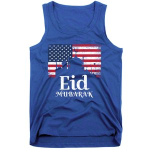 Eid Mubarak American Flag Eid Al Fitr Islamic Holiday Gift Tank Top