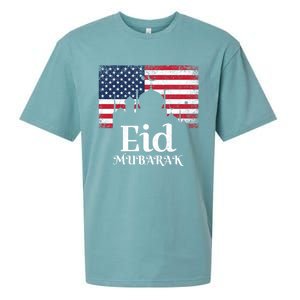 Eid Mubarak American Flag Eid Al Fitr Islamic Holiday Gift Sueded Cloud Jersey T-Shirt