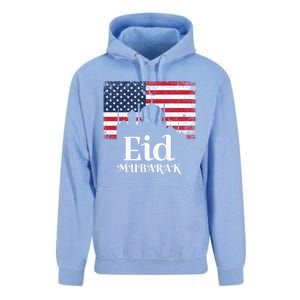 Eid Mubarak American Flag Eid Al Fitr Islamic Holiday Gift Unisex Surf Hoodie