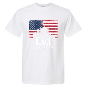 Eid Mubarak American Flag Eid Al Fitr Islamic Holiday Gift Garment-Dyed Heavyweight T-Shirt