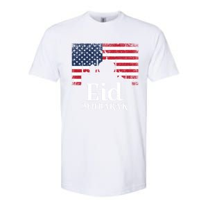 Eid Mubarak American Flag Eid Al Fitr Islamic Holiday Gift Softstyle CVC T-Shirt