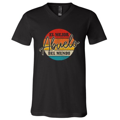 El Mejor Abuelo Del Mundo Vintage Fathers Day Dia Del Padre V-Neck T-Shirt