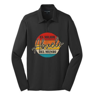 El Mejor Abuelo Del Mundo Vintage Fathers Day Dia Del Padre Silk Touch Performance Long Sleeve Polo