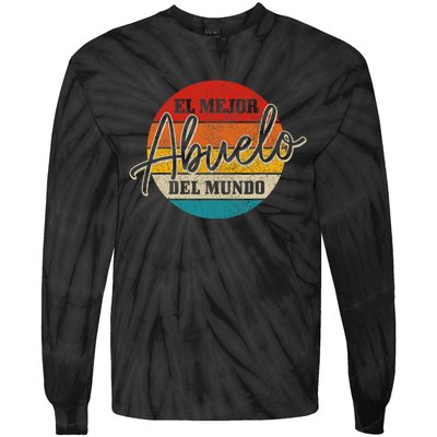 El Mejor Abuelo Del Mundo Vintage Fathers Day Dia Del Padre Tie-Dye Long Sleeve Shirt