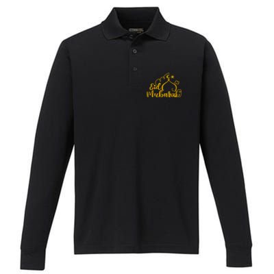 Eid Mubarak Arabic Holiday Performance Long Sleeve Polo