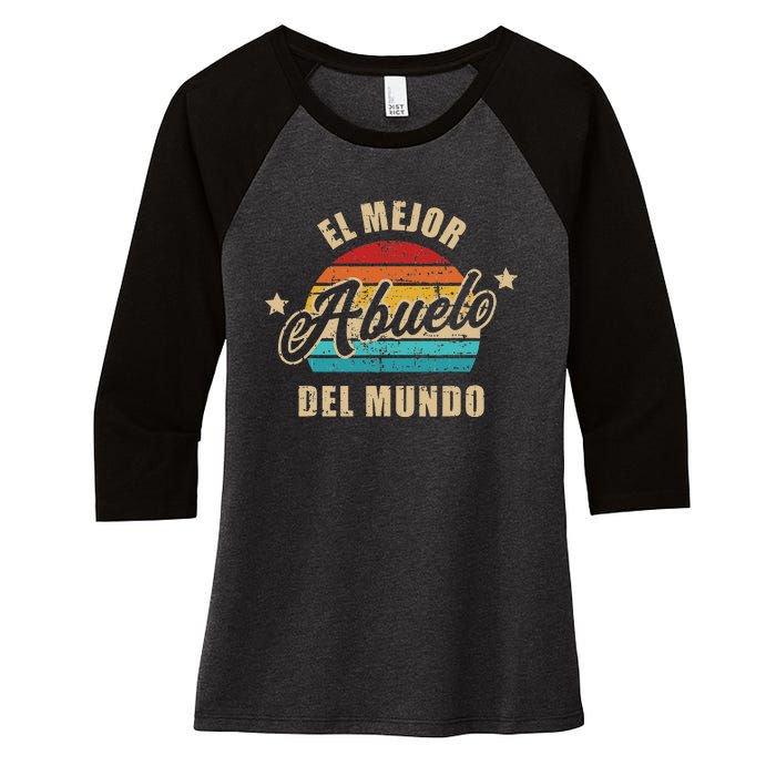 El Mejor Abuelo Del Mundo Vintage Retro Women's Tri-Blend 3/4-Sleeve Raglan Shirt