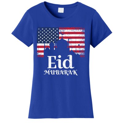 Eid Mubarak American Flag Eid Al Fitr Islamic Holiday Meaningful Gift Women's T-Shirt