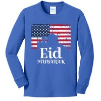 Eid Mubarak American Flag Eid Al Fitr Islamic Holiday Meaningful Gift Kids Long Sleeve Shirt